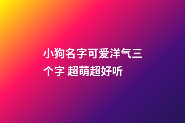 小狗名字可爱洋气三个字 超萌超好听